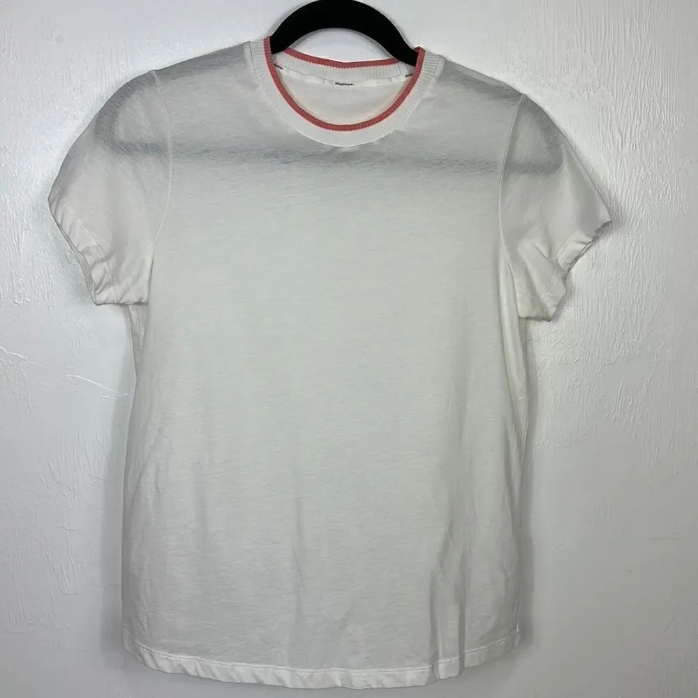 Zimmermann White Cotton Short Sleeve Pink Border T-shirt Size 0